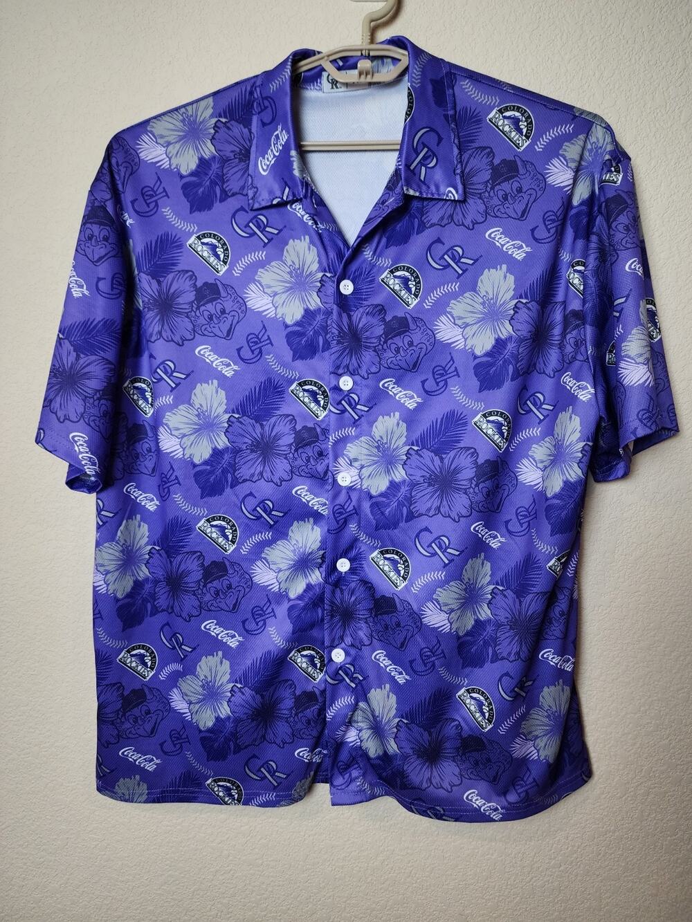 Colorado Rockies & Coca Cola MLB Shirt Mens XL Baseball Hawaiian Mascot SGA